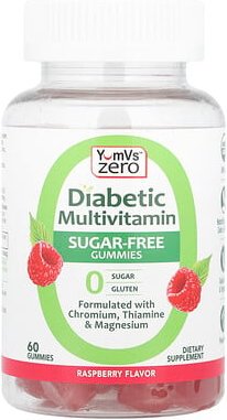 YumVs, Zero Diabetic Multivitamin Gummies, Multivitamin-Fruchtgummis für Diabetiker, Himbeere, 60 Fruchtgummis