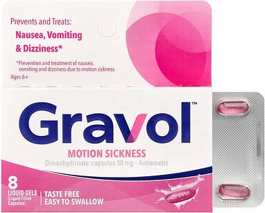 Gravol, Motion Sickness, Reisekrankheit, ab 6 Jahren, 50 mg, 8 flüssige Gele