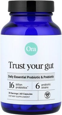 Ora, Trust Your Gut, tägliches essenzielles Probiotikum und Präbiotikum, 60 Kapseln