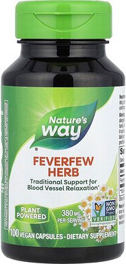 Nature's Way, Feverfew Herb, Mutterkraut, 380 mg, 100 vegane Kapseln