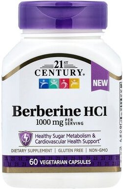 Thumbnail - 21st Century, Berberine HCI, Berberin HCI, 60 pflanzliche Kapseln (500 mg pro Kapsel)