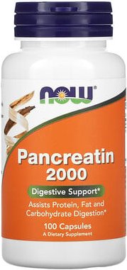 NOW Foods, Pancreatin 2000, Pankreatin, 200 mg, 100 Kapseln