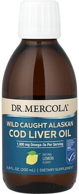 Dr. Mercola, Wild Caught Alaskan Cod Liver Oil, Alaska-Kabeljau-Leberöl, Zitrone, 200 ml (6,8 fl. oz.)
