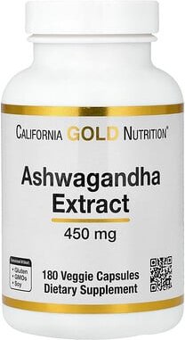 California Gold Nutrition, Ashwagandha, 450 mg, 180 vegetarische Kapseln