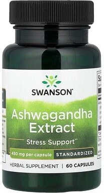 Swanson, Ashwagandha-Extrakt, standardisiert, 450 mg, 60 Kapseln
