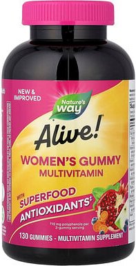 Nature's Way, Alive!® Women's Gummy Multivitamin, Fruchtgummi-Multivitamin für Frauen, gemischte Beeren, 130 Fruchtgummi...