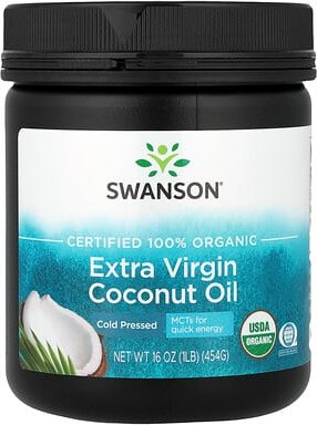 Swanson, Organic Extra Virgin Coconut Oil, extra natives Bio-Kokosöl, kalt gepresst, 454 g (16 oz.)