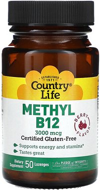 Thumbnail - Country Life, Methyl B12, Beere, 3.000 mcg, 50 Lutschtabletten