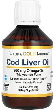 Thumbnail - California Gold Nutrition, Cod Liver Oil with Omega-3 Fatty Acids, EPA, DHA, Vitamins A and D, Norwegian, Triglyceride F...