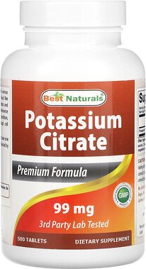 Best Naturals, Kaliumcitrat, 99 mg, 500 Tabletten