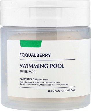 EQQUALBERRY, Schwimmbecken-Gesichtswasser-Pads, 70 Pads, 220 mg (7,43 fl. oz.)