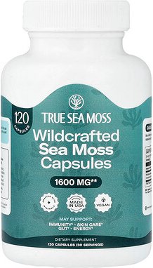 True Sea Moss, Wildcrafted Sea Moss, wild gesammeltes Seemoos, 120 Kapseln (400 mg pro Kapsel)