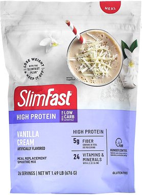 SlimFast, Proteinreicher Smoothie-Mix als Mahlzeitenersatz, Vanillecreme, 676 g (1,49 lb.)