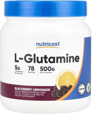 Nutricost, L-Glutamine, L-Glutamin, Brombeerlimonade, 500 g (17,9 oz.)