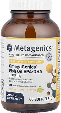 Metagenics, OmegaGenics® Fish Oil EPA-DHA, Fischöl EPA-DHA, natürlicher Zitronengeschmack, 1.000 mg, 60 Weichkapseln