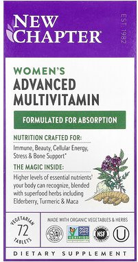 New Chapter, Women's Advanced Multivitamin, Multivitamine für Frauen, 72 pflanzliche Tabletten