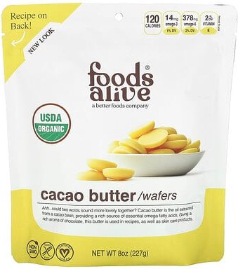 Foods Alive, Cacao Butter Wafers, Kakaobutterwaffeln, 227 g (8 oz.)