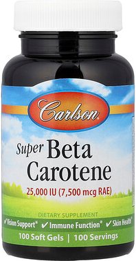 Carlson, Super-Beta-Carotin, 7.500 mcg RAE (25.000 IU), 100 Weichkapseln