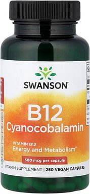 Swanson, Vitamin B12, 500 mcg, 250 vegane Kapseln