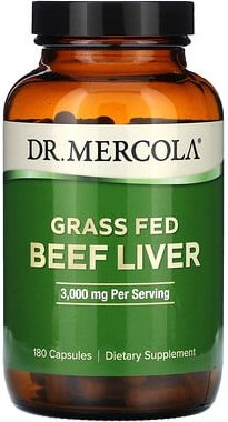 Dr. Mercola, Grass Fed Beef Liver, Leber von grasgefütterten Rindern, 180 Kapseln (500 mg pro Kapsel)