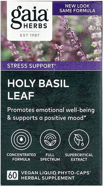 Gaia Herbs, Holy Basil Leaf, Heiliges Basilikumblatt, 60 vegane flüssige Phyto-Caps®