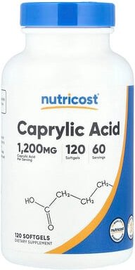 Nutricost, Caprylic Acid, Caprylsäure, 120 Weichkapseln (600 mg pro Weichkapsel)