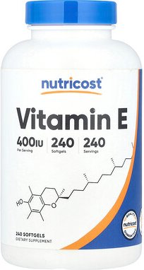 Nutricost, Vitamin E, 180 mg (400 IU), 240 Weichkapseln