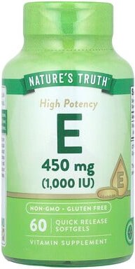 Nature's Truth, Vitamin E, High Potency, hochwirksames Vitamin E, 450 mg (1.000 IU), 60 Weichkapseln mit schneller Freis...