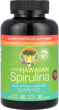 Nutrex Hawaii, Pure Hawaiian Spirulina Plus Vitamin D3 Gummies, 60 Tropical Gummies