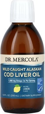 Thumbnail - Dr. Mercola, Wild Caught Alaskan Cod Liver Oil, Alaska-Kabeljau-Leberöl, Zitrone, 200 ml (6,8 fl. oz.)