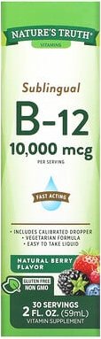 Nature's Truth, Sublingual B-12, Natürliche Beere, 10.000 mcg, 59 ml (2 fl. oz.)