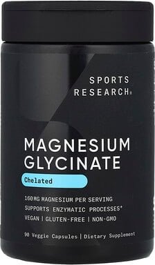 Sports Research, Magnesium Glycinate, Magnesiumglycinat, 90 vegetarische Kapseln (80 mg pro Kapsel)