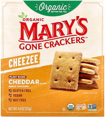 Mary's Gone Crackers, Organic Cheezee Snack Crackers, Cheddar, Bio-Käse-Snack-Cracker, Cheddar, 113 g (4 oz.)