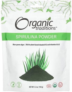 Organic Traditions, Spirulina-Pulver, 150 g (5,3 oz.)