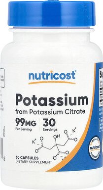 Nutricost, Potassium, Kalium, 99 mg, 30 Kapseln