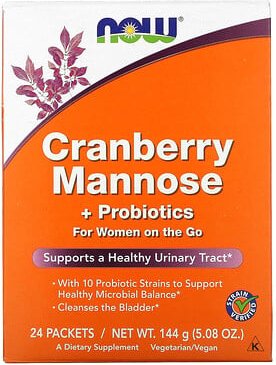 NOW Foods, Cranberry Mannose + Probiotics, For Women On The Go, Cranberry Mannose + Probiotika für Frauen, für unterwegs...