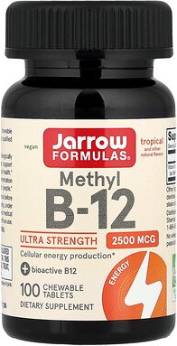 Jarrow Formulas, Methyl B-12, tropischer Geschmack, 2.500 mcg, 100 Kautabletten
