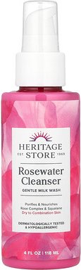 Heritage Store, Rosewater Cleanser, Reiniger für trockene bis Mischhaut, 118 ml (4 fl. oz.)