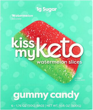 Kiss My Keto, Gummibärchen, Wassermelonenscheiben, 6 Beutel, je 50 g (1,76 oz.)
