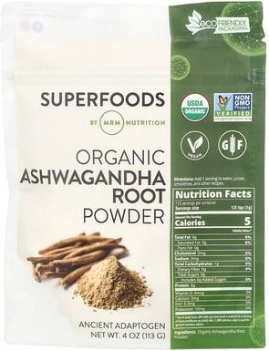 MRM Nutrition, Organic Ashwagandha Root Powder, Bio-Ashwagandha-Wurzelpulver, 113 g (4 oz.)