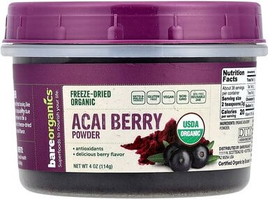 BareOrganics, Gefriergetrocknetes rohes Bio-Açaí-Beeren-Pulver, 114 g (4 oz.)