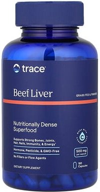Trace, Beef Liver, Rinderleber, 3.000 mg, 180 Kapseln (500 mg pro Kapsel)