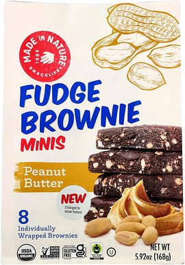 Made in Nature, Fudge Brownie Minis, Erdnussbutter, 8 einzeln verpackte Brownies, 168 g (5,92 oz.)