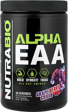 NutraBio, Alpha EAA, „Grape Berry Crush“, 444 g (0,98 lb.)