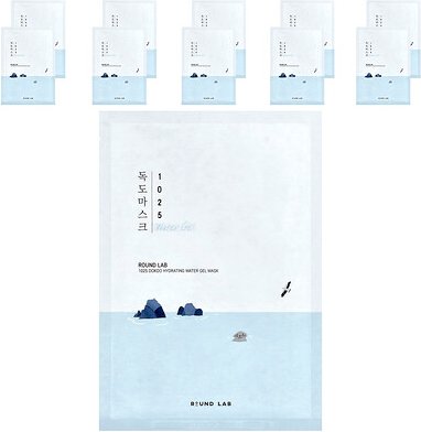 Round Lab, 1025 Dokdo Hydrating Water Gel Beauty Mask, feuchtigkeitsspendende Wassergel-Maske für die Schönheit, 10 Tuch...