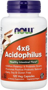 NOW Foods, 4x6 Acidophilus, 120 vegetarische Kapseln
