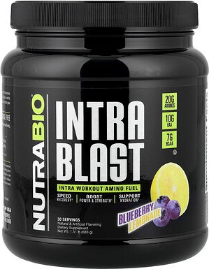 NutraBio, Intra Blast, Intra-Workout-Amino-Kraftstoff, Heidelbeere-Limonade, 683 g (1,51 lb.)