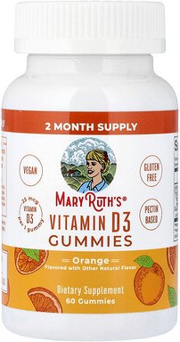 MaryRuth's, Vitamin D3 Gummies, Fruchtgummis mit Vitamin D3, Orange, 25 mcg, 60 Fruchtgummis