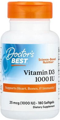 Doctor's Best, Vitamin D3, 25 mcg (1.000 IU), 180 Weichkapseln