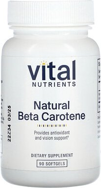 Vital Nutrients, Natural Beta Carotin, natürliches Betacarotin, 90 Weichkapseln (7.500 mcg RAE pro Weichkapsel)
